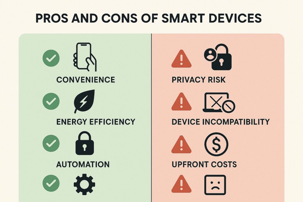 Comparison of the benefits and drawbacks of using smart devices