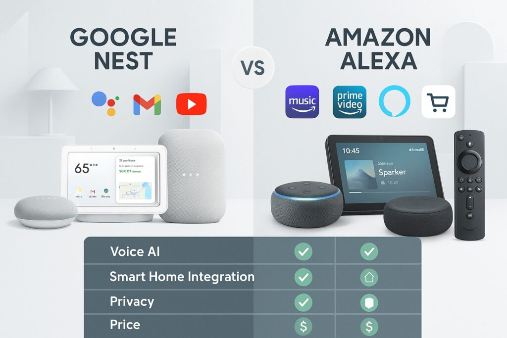 Feature Comparison Table Google Nest vs Alexa