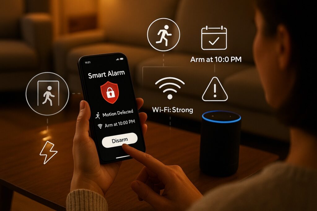 Optimizing a smart home alarm system with voice assistant