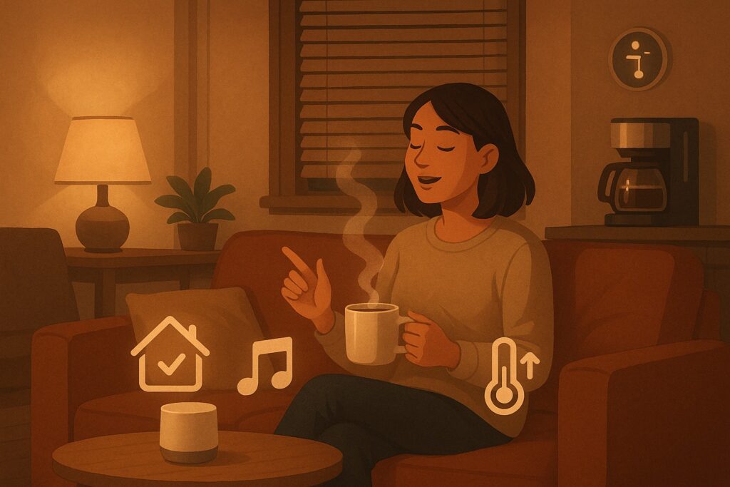 Person relaxing in a smart home