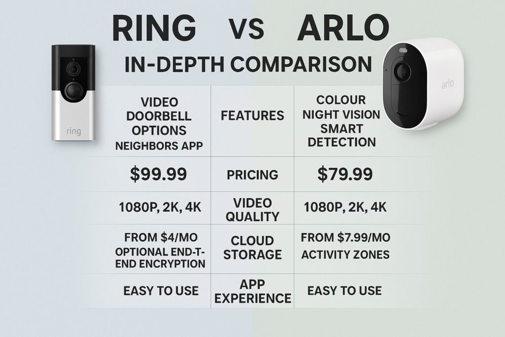 Ring vs Arlo Comparison table