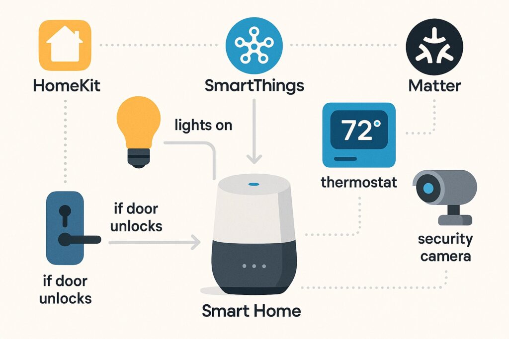 Smart home devices connected through a central platform