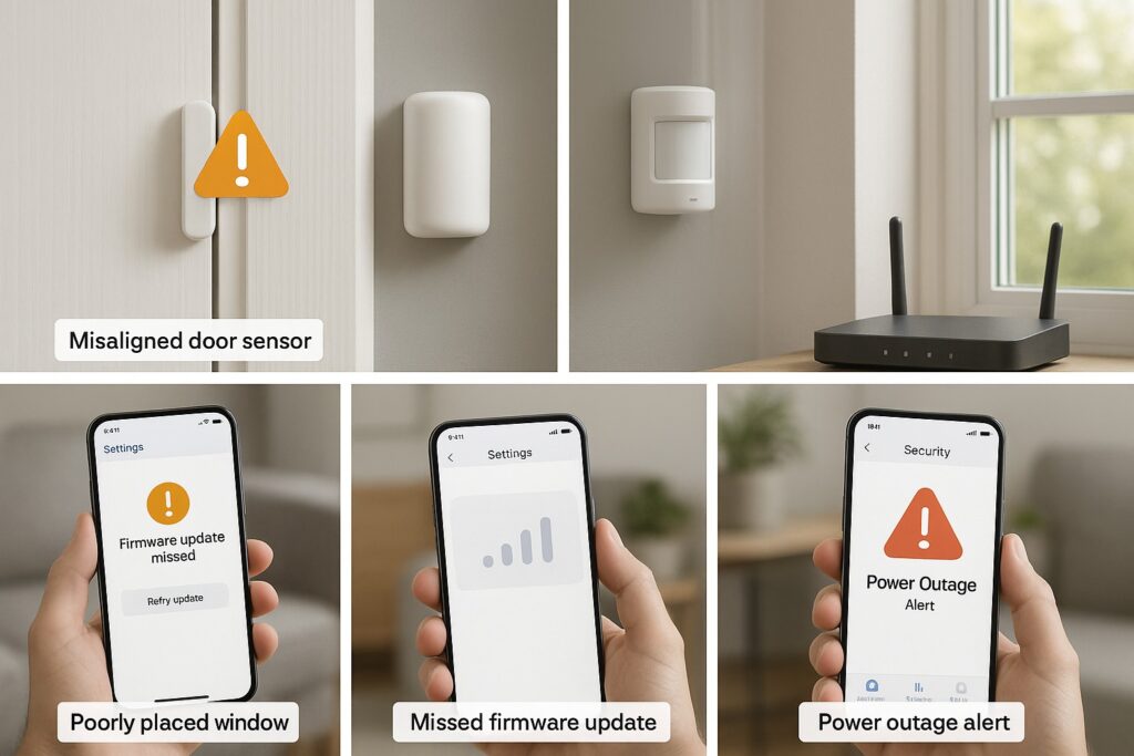 common DIY smart alarm installation mistakes with misaligned sensors