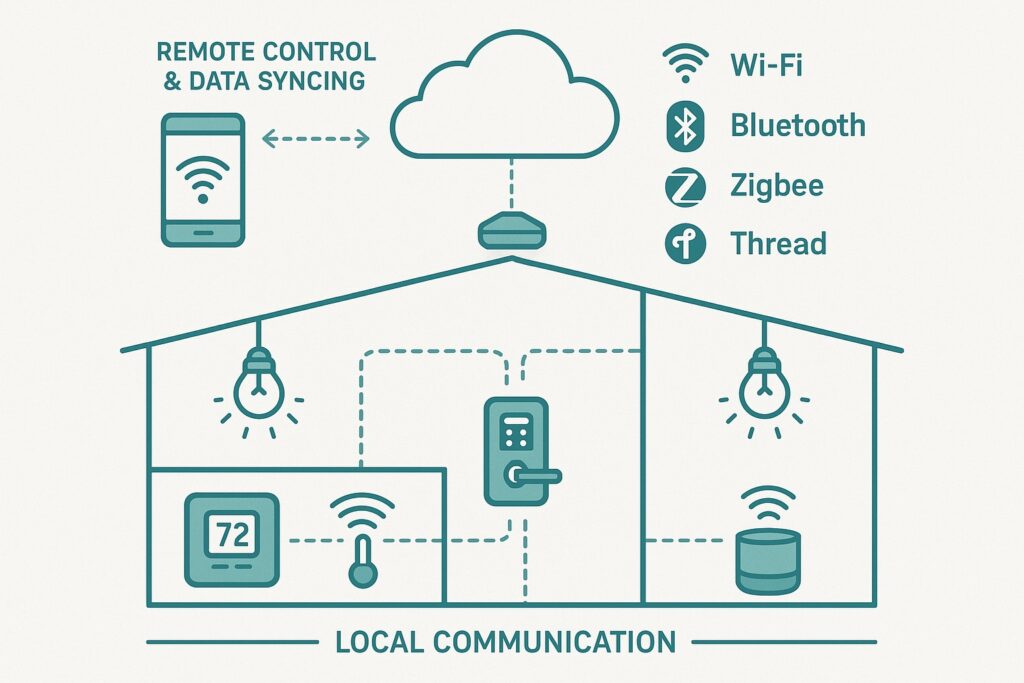 how smart devices use Wi Fi Zigbee and Bluetooth to communicate
