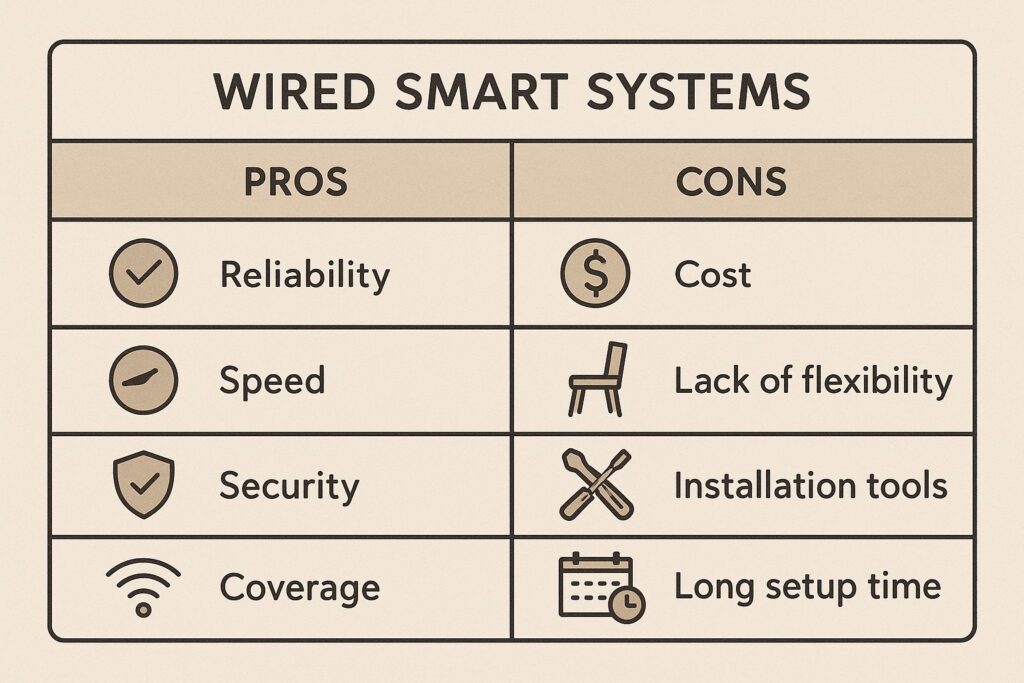 pros and cons chart for wired smart systems